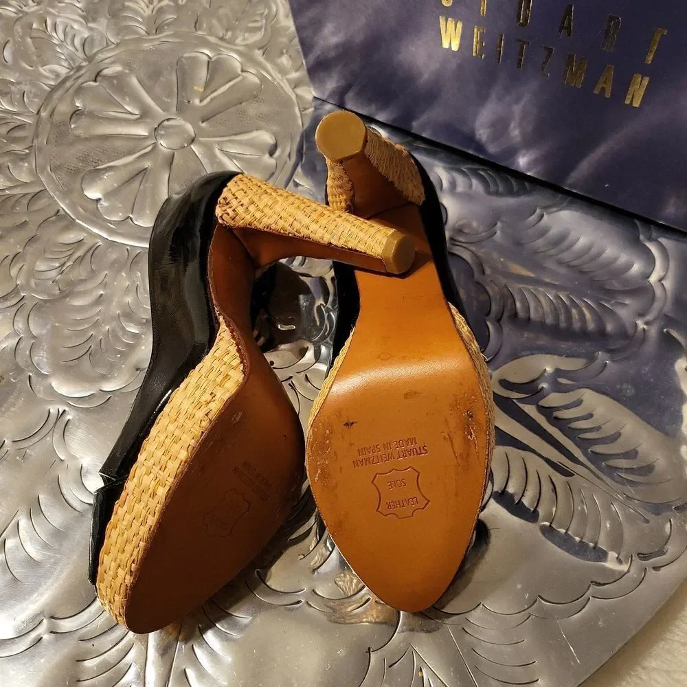 Expump black soft patent by Stuart Weitzman,  sz.7 med.